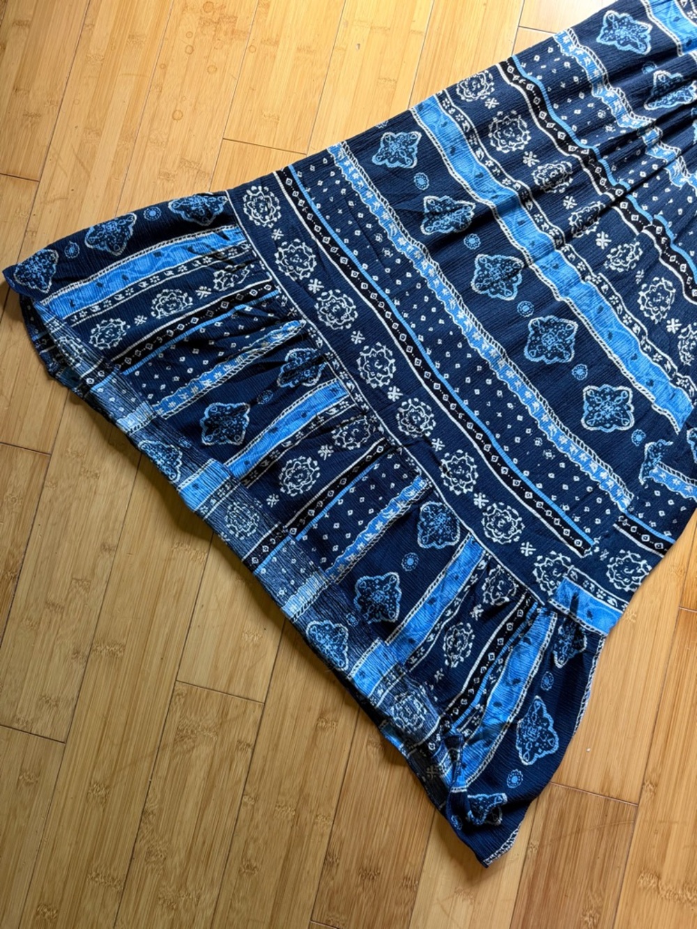 Orange Creek Indigo Boho Wrap Dress Blue Bandana Print Lightweight Tie Waist - Picture 3 of 8